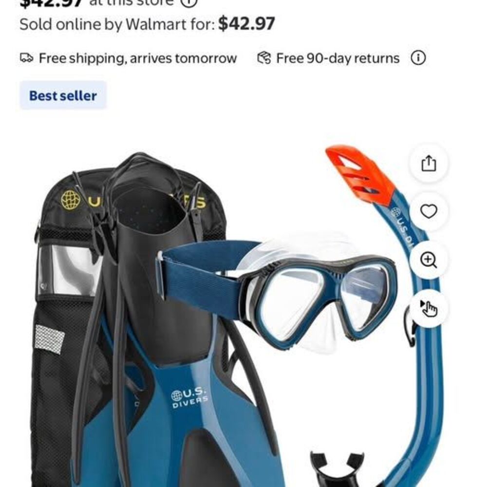 ADULT SNORKEL SET U.S. DIVERS - Picture 3 of 3
